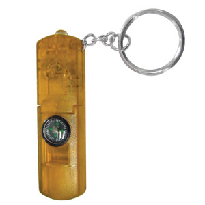 Брелок-фонарик со свистком и компасом; желтый; 6,3х2,1х0,8 см; пластик; тампопечать