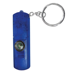 Брелок-фонарик со свистком и компасом; синий; 6,3х2,1х0,8 см; пластик; тампопечать