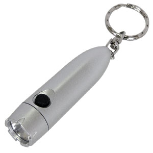 Брелок-фонарик; серебристый; 7,5х2х2 см; пластик; тампопечать