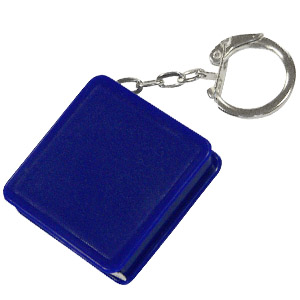 Брелок-рулетка (1 м); синий; 4х4х1 см; пластик; тампопечать