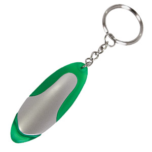 Брелок-фонарик со светодиодом; зеленый; 5,8х2х0,8 см; пластик; тампопечать