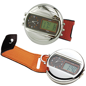 Часы-таймер для путешественников; D=5 см; металл, искусственная кожа; лазерная гравировка