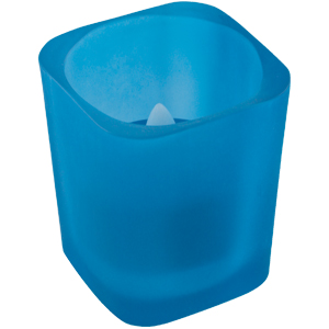 Подсвечник с электрической свечой; синий; 4х4х6 см; стекло, пластик; лазерная гравировка