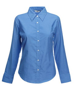 . New Lady-fit Long Sleeve Oxford Shirt, atlantic blue_L, 70% /, 30% /