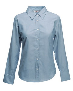 . New Lady-fit Long Sleeve Oxford Shirt, oxford grey_XL, 70% /, 30% /