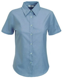 . New Lady-fit Short Sleeve Oxford Shirt, oxford grey_S, 70% /, 30% /